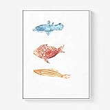 クリエイティブノルディックウォール装飾絵画モダンレストランリビングルームポーチ壁絵漫画猫と魚子供たちの絵,Red