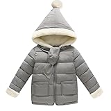 1601秋冬厚手子供　キッズ　赤ちゃんコート　ベビー服　男の子　女の子厚手コート　子どもダウンコート キッズダウンジャケット中綿　フード付き　サンタ (110, グレー)