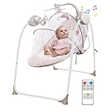 ロシヒ ベビーラック 多機能ベビーシート 電気ベビーベッド リモコン付き スイングロッキング機能  新生児ベッド 幼児ベッド 0ヶ月~20kg対象 (食事イス用 あやし用 寝かしつけ用)   日本語取