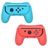 ジョイコングリップ 2個セット Switch Joy-Con ハンドルグリップ Switch 有機ELモデル/Switch/Switch Lite対応 おすそわけ用最適 持ちやすい 素早く反応 取付簡単 保護ケース 耐衝撃 Switch OLED カバー Blue&Red