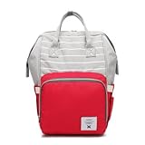 【高端定制】 条纹红色 マザーズバッグ 大容量 ママリュック ベビー用品収納 ママバッグ おしゃれ多機能 シンプル 防水 トートバッグ バックパック おむつ替え 軽量 マザーズバッグママバッグリュック