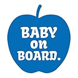リンゴ baby on board カッティング ステッカー ブルー 青