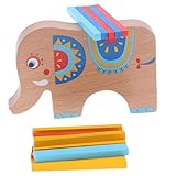 P Prettyia バランスゲーム　木製　知育玩具　積み木　創造力　集中力　2種選ぶ　子供　教育玩具 - 象