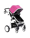 (ヘラサ)Herasa　両対面ベビーカー　ハイシート　ベビーバギー　折りたたみ　振動・吸収　通気性よい　UVカット「対象月齢：0ヶ月～36ヶ月」 (バラ)