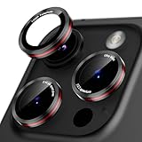 Podick レンズカバー iPhone 15 Pro/15 ProMax用 カメラカバー かっこいい 高透過率 9H強化ガラス アルミ合金 耐衝撃 いphone15pro/15ProMax カメラ保護 薄型 キズ防止 露出オーバー防止 気泡ゼロ 指紋防止 貼り付け簡単 アイフォン15プロ/15プロマックス 対応 独立型レンズプロテクター ブラック