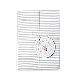 Ultra Soft, Grey Stripe Fitted Crib Sheet, 28 W x 58 L x 5.5 D by Burt's Bees [並行輸入品]