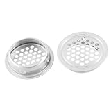 uxcell 目皿 排水口用 エアベント 丸形ホール シルバートーン 穴 円形 メッシュ 34mm×42mm ミニルーバー 5個