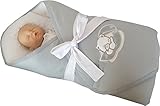 BlueberryShop Jersey Embroidered Swaddle Blanket Wrap for Newborn Baby Stiffened/Hard Back (Removabl