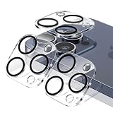 FALSAD 3個入り iPhone15 pro/15pro max カメラ保護フィルムガラス 対応 アイフォン15 プロ/15 プロマックスカメラカバー 全面保護 強化9Hガラス 耐衝撃 キズ防止 3眼レンズ保護 露出オーバー防止 高透過率 指紋防止（透明タイプ黒縁）