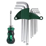 PChero L型レンチ六角棒 万能 レンチセット 開閉式ホルダー ドライバーが付 携帯便利 耐久性高い ミリ 1.5/2/2.5/3/4/5/6/8/10mm 9本組