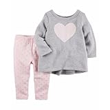 カーターズ（Carter's）女の子用グレーxピンクハートニットセーターxベビーピンク水玉模様コーデパンツ上下2点セット (24months(83-88cm)) [並行輸入品]