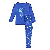 Gold treasure綿100%子供パジャマ長袖 キッズ 漫画の月と星寝間着2-7歳 (130cm(7歳))