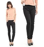 Best of Luck マタニティ カラー スキニー デニム パンツ M ～ XL 大きいサイズ も 産前 産後 (ブラック(L)) w_p_b_053