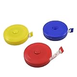 uxcell　巻き尺　スプリングメジャー　テープメジャー　グラスファイバーテープ　ラウンドケース　150cm　自動巻き取り式　3個