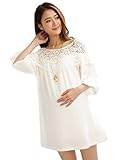 パフスリーブワンピース ショート丈ワンピース ホワイトレース マタニティ 春夏物 レディースファッション ゆったりめ ノベルティ付属 BRZ0429 (L)