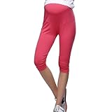 uxcell マタニティ チノパン レギンス スパッツ レディース 妊娠 無地 ウエスト ゴム ストレッチ スイカレッド