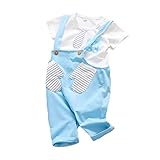 女の子の服 夏 上下セット カバーオール Pojour 1-6歳キッズ用 子供かわいいブラウス 綿 通気 水色(100cm)