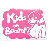 ピンク（桃色） 犬 ジャックラッセルテリア ネクタイ Kids on board キッズオンボード ステッカー 窓ガラス用シールタイプ 車 戌 干支 動物