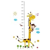 Rainbow Fox monkey climbing on Giraffe Growth Chart壁ステッカー子供の測定高さ