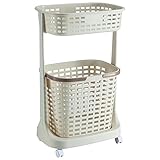 キャスター付きランドリーラック 幅48.5cm×奥行34cm 脱着式バスケット収納 日本製 ベージュ 生活用品 インテリア 雑貨 日用雑貨 洗濯用品 ハンガー [並行輸入品]