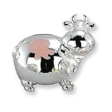 ピンクエナメル牛銀メッキPolished Metal Bank by Jewelry Adviser Gifts