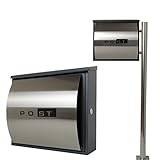 郵便ポストスタンド　郵便受けおしゃれ北欧大型メールボックス 鍵付マグネット付シルバー色ポストpm281s-pm361