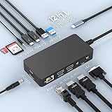 MS Surface Thunderbolt 4 ドック トリプルディスプレイ 4K HDMI*2+VGA 12イン1 Surface Pro ドッキングステーション 電源アダプター付き Surface Pro 11/10/9/8/X/7+/7、Laptop 7/6/5/4/3、Laptop Go、Studio用