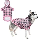 BINGPET 犬 服 冬 ペット服 おしゃれ チェック柄 犬の服 犬 犬用パーカー フーディー ペット 防寒 犬洋服 シャツ 秋 春 衣装 ベスト 犬 サークル スポーツ服 柔らかさ 家着 袖あり お散歩 ポリエステル 犬用服 ドッグウェア タンクトップ 小型犬 中型犬 大型犬 Lサイズ レッド