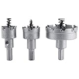 Akozon HSSドリルビットソーセット、超硬チップTCTコアメタルカッターツール3個セット26mm / 30mm / 53mm