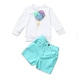 Tovadoo 子供服 ベビー服 女の子 トップス+ズボン パーカー 秋冬 毛玉 アイスクリーム 可愛い 1-6歳 旅行 プレゼント