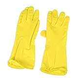 uxcell 作業手袋　ラテックス手袋　プラスチック製　イエロー　洗濯クリーニング　キッチン用手袋　食器用手袋　ゴム手袋