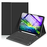 タッチパッド搭載 Fire HD 10 2023 第13世代 キーボードケース Fire HD 10/HD10 Plus 2021モデル 第11世代 10.1インチタブレット ケース マグネット 分離式 マウス機能 丸いキー ペンシル収納 Bluetooth キーボード (黒, Fire HD 10(2023)/Fire HD 10 Plus/HD 10(2021))