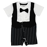 メンズクラブミニ【MEN'SCLUBMINI】ネクタイ付シャツとパンツが一体になったお出かけロンパース80cm:90cm:95cm (80cm, ブラック×ストライプ)