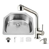 Vigo 24インチアンダーマウントシングルボウル18ゲージステンレススチールキッチンシンクwith Avondaleステンレススチール蛇口、グリッド型部品、ストレーナー、ソープディスペンサー