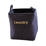 VKOSHA ランドリーバスケット 耐久性 収納袋 折り畳み式洗濯バッグ 綿麻 収納ボックス 収納バッグ　ランドリーかご 汚れた衣類の収納バスケット 雑貨収納 大容量 (35 X 25 X 40cm) デニムブルー