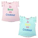 (グリーン/90cm)ベビー服 女の子 Tシャツ 半袖 ロゴプリント ストライプ柄 袖フリル 裾テールカット 女児 ベビー