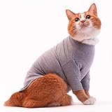 ぽぽねこ 猫に優しい猫服 オーガニックコットンT 無地（長袖） (ネイビー, S)