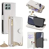For MOTO G66J 5G/G66Y 5G ケース 手帳型 ショルダー For モトローラg66j/g66y 5g カバー 財布型 肩掛け 横+縦 2掛け方 斜めがけ 化粧鏡付き おしゃれ ジッパー小銭入れ カード収納 横置き ロングストラップ 耐汚れ PUレザー 防指紋 高耐久性 女性用 贈り物 COCOCLOUD ホワイト