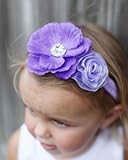 ラッフルバッツ ヘッドバンド パープルフラワーHeadband - Lime, White, Fuchsia Satin Rosettes ヘアバンド 0歳 1歳 2歳 結婚式セレモニー