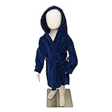 Navy Blue Velour Robe with hood, Frenchie Mini Couture (8-10) by Frenchie Mini Couture