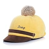 (アバラナサ)Abaranasa子供の野球キャップ（サイズ：ＳとＭ）女の子　男の子両用 秋冬フェルトボール帽子　可愛いハット選べる5色 (M, イエロー)