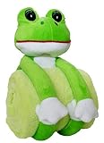 Plush 2-Piece Blanket & Animal Toy Gift Set by Zoomy Baby - High Quality, Plush Stuffed Frog With Fu