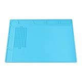 Xsea 35x25 cm断熱シリコーンパッドデスクマットメンテナンスプラットフォームスケールルーラーリペアマット（ブルー）付きBGAはんだ付けリペアステーション