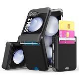 Muellery ギャラクシーゼットフリップ5 ケース カバー Galaxy Z Flip 5 360度 フルカバー 折り畳み ヒンジ保護 カードスロット 薄型 軽量 衝撃吸収 Armor 2023 JN104 (Black)