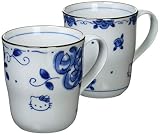 金正陶器(Kaneshotouki) サンリオ(SANRIO) 「 Hello Kitty(ハローキティ) 」 キティ ブルーローズ(染付) ペア マグカップ(化粧箱入) 307740