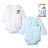 (ホワイトXサックス/80cm)ベビー ボディースーツ 肌着 長袖 男の子 2枚組 綿100％ 前開き アニマルプリント 男児 ベビー 【ノーブランド品】