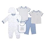 Baby Gear 男の子 新生児 6ピース よだれかけ キャップ ボディスーツ パジャマ トラックセット US サイズ: 3-6 Months カラー: ブルー