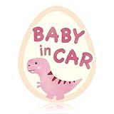 SAFETY MANIA 子供 車用 BABY IN CAR カーステッカー 子供が乗っています 赤ちゃん ベビー あおり運転防止 ドラレコ 恐竜 (ピンク（ティラノサウルス）, ベビー)