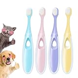 犬 歯ブラシ 小型犬 犬 歯ブラシ 1万本の極細毛柔らかく歯茎に優しい ペット用 歯磨き 小型犬 歯周病 予防 大型犬 犬のペット 4本セット (青+ピンク+紫+黄色, 4 本)
