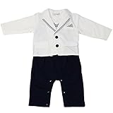 （アーネス）Arnes ベビー フォーマル 子供服 男の子 カバーオール ロンパース タキシード風 結婚式 記念撮影 (ホワイト) 80
